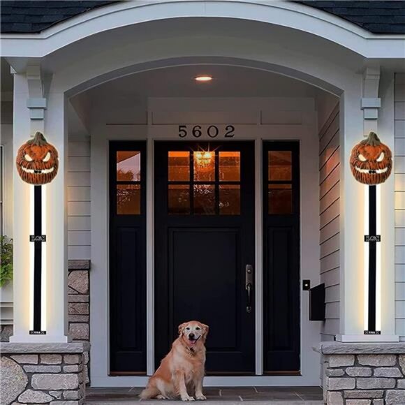 Halloween Decor Outdoor Pumpkin Porch Light Covers, 2 Pcs Halloween Porch Light - Picture 4 of 7